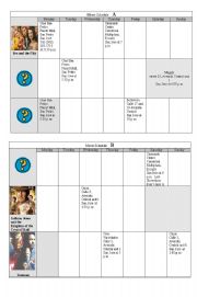 English Worksheet: Movie Schedule A and B