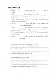 English Worksheet: Zero Conditional