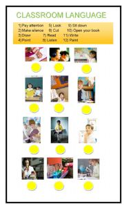 English Worksheet: CLASSROOM LANGUAGE (basic)