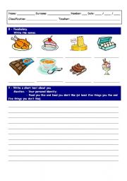 Food labeling and writing exercise