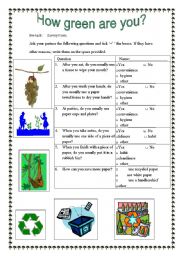 English Worksheet: How green are you