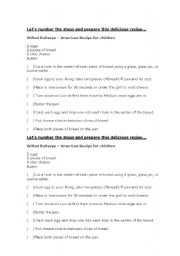 English worksheet: Recipe - number the steps