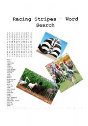 English Worksheet: Racing Stripes wordsearch
