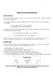 English worksheet:  compound    sentences    many  more 