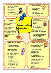 English Worksheet: Conversation Gambits 2