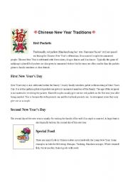 English worksheet: Chinese New Year traditions