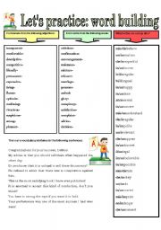 English Worksheet: LETS PRACTICE: WORD BUILDING