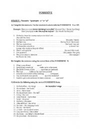 English Worksheet: possesives