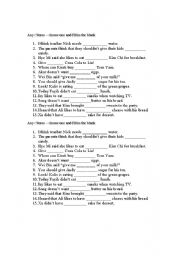 English worksheet: Any / Some