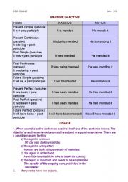 English Worksheet: passive tenses