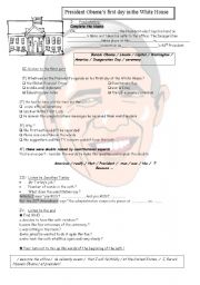 English Worksheet: A busy day for President Obama