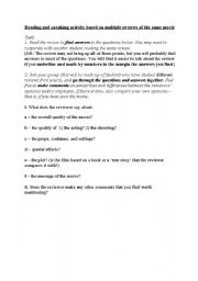 English Worksheet: Comparing movie reviews - reading and discussing