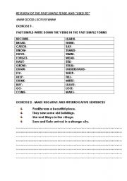 English Worksheet: REVISION OF THE PAST SIMPLE TENSE AND 