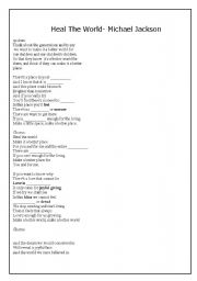 English Worksheet: Heal The World (Michal Jackson)