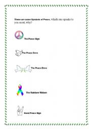 English worksheet: Peace sympols