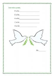 English worksheet: Peace poem