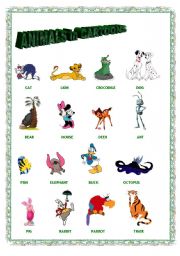 English Worksheet: ANIMAL in CARTOONS