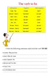 English worksheet: THE VERB TO BE