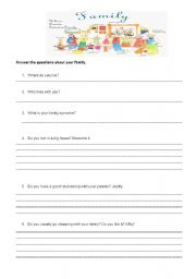 English worksheet: Family questionary