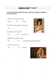 English Worksheet: Simple past to be