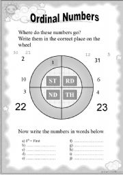 Ordinal Numbers Practice