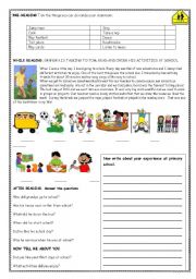 English Worksheet: Schoo days. Reading comp in past simple
