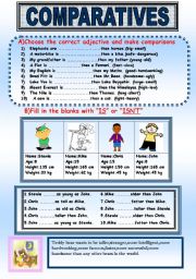 English Worksheet: COMPARATIVES