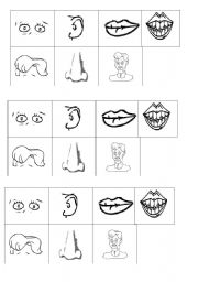 English Worksheet: Parts of the face BINGO