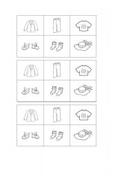 English Worksheet: Bingo Game about CLOTHES