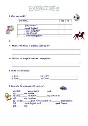 English Worksheet: can 