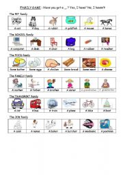 English worksheet: Family card (pupils worksheet)