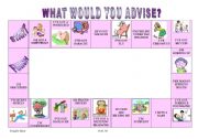 English Worksheet: Giving Advice Boardgame