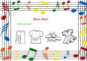 English worksheet: listen and colour