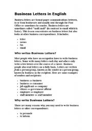 English Worksheet: business letters in english