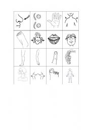 English Worksheet: Bingo game about the parts of the body