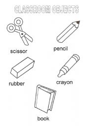 English Worksheet: Classroom objects vocabulary