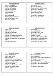 English worksheet: description cards 