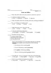 English Worksheet: Roots and Affixes