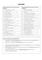 English Worksheet: Tag Questions