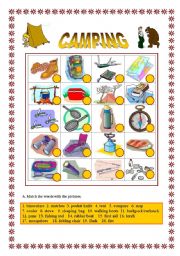 English Worksheet: Camping -Matching