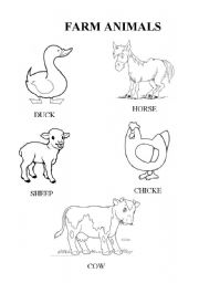 English worksheet: Vocabulary about farm animals