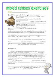 English Worksheet: mixed tenses exercises 