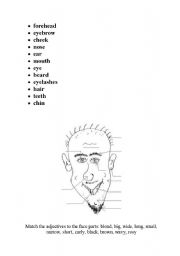 English Worksheet: Match the face parts 