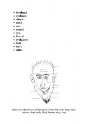 English worksheet: Match the face parts 