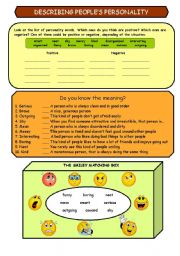 English Worksheet: Describing peoples personality