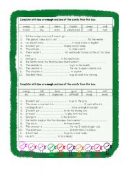 English Worksheet: Too / Enough