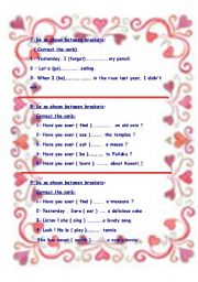 English worksheet: verbs