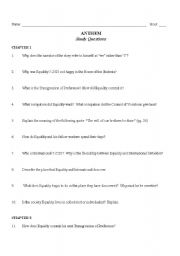 English Worksheet: Anthem Study Guide