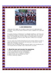 English Worksheet: I LIKE EDINBURGH