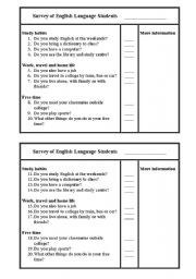 English Worksheet: Survey (present simple)